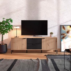 Móvel TV MAYENNE 157 cm carvalho artesanato e antracite Móvel TV MAYENNE 157 cm carvalho artesanato e antracite