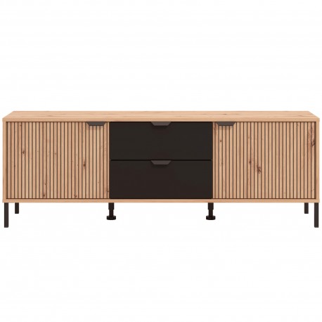 Móvel TV MAYENNE 157 cm carvalho artesanato e antracite Móvel TV MAYENNE 157 cm carvalho artesanato e antracite