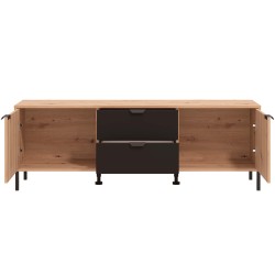 Móvel TV MAYENNE 157 cm carvalho artesanato e antracite Móvel TV MAYENNE 157 cm carvalho artesanato e antracite