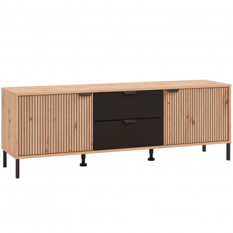 Móvel TV MAYENNE 157 cm carvalho artesanato e antracite Móvel TV MAYENNE 157 cm carvalho artesanato e antracite