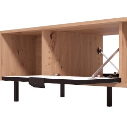 Mesa de centro VANDEA com 2 portas - Carvalho Artesanato e Preto Mate