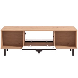 Mesa de centro VANDEA com 2 portas - Carvalho Artesanato e Preto Mate