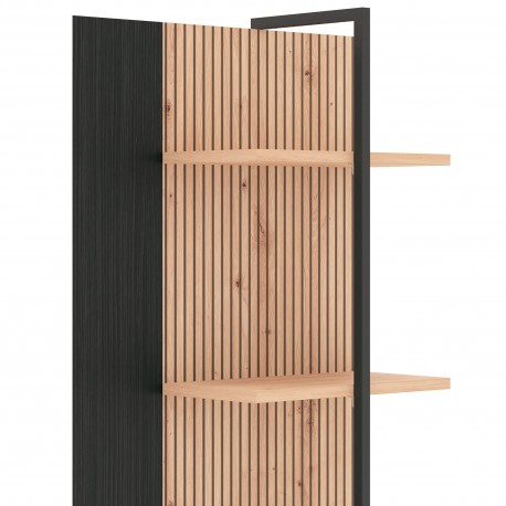 Estante suspensa CORREZE com 3 prateleiras - Carvalho Artesanato e Preto Mate