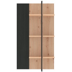 Estante suspensa CORREZE com 3 prateleiras - Carvalho Artesanato e Preto Mate