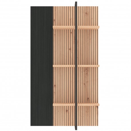 Estante suspensa CORREZE com 3 prateleiras - Carvalho Artesanato e Preto Mate
