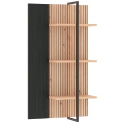 Estante suspensa CORREZE com 3 prateleiras - Carvalho Artesanato e Preto Mate