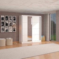 Roupeiro ALBI (180cm) com espelho - branco Roupeiro ALBI (180cm) com espelho - branco