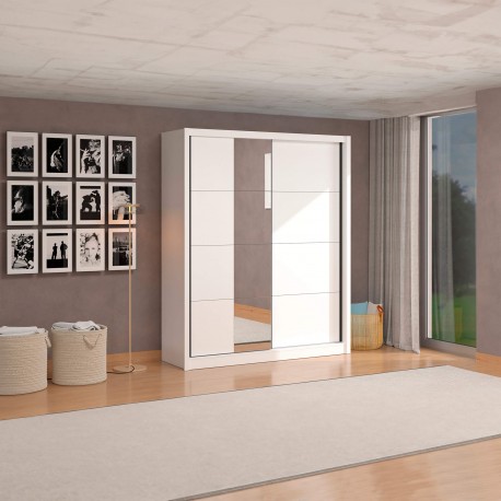 Roupeiro ALBI (180cm) com espelho - branco Roupeiro ALBI (180cm) com espelho - branco