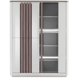 Vitrine PESARO com 3 portas e com LED - carvalho cinza