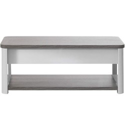 Mesa de centro elevatória PESARO - Cinzento Brilho e Carvalho Cinza