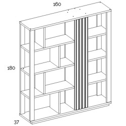Estante PESARO com 1 porta - Cinzento Brilho e Carvalho Cinza