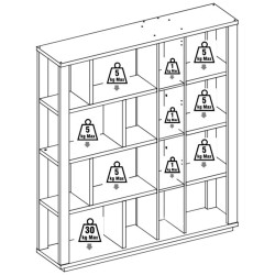 Estante PESARO com 1 porta - Cinzento Brilho e Carvalho Cinza
