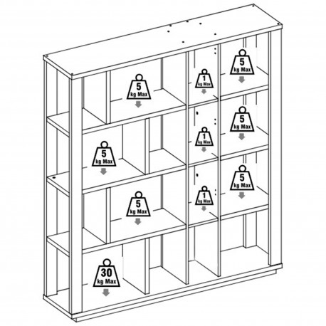 Estante PESARO com 1 porta - Cinzento Brilho e Carvalho Cinza
