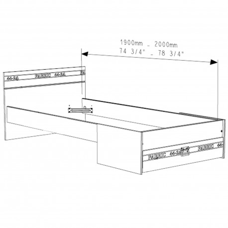 Cama individual FABRIZIO com gaveta - cinzento e cinzento escuro