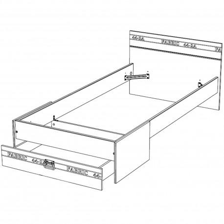 Cama de solteiro FABRIZIO com gaveta - cinzento e cinzento escuro