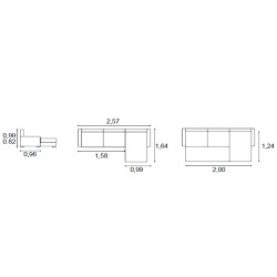 Sofá chaise longue reversivel JORDAN com cama, baú e poufs