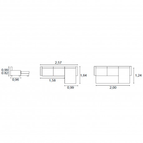 Sofá chaise longue reversivel JORDAN com cama, baú e poufs