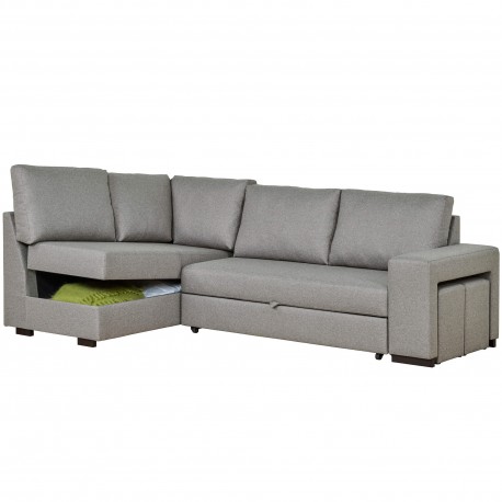 Sofá chaise longue AURORA com cama, poufs e baú - Sofas with Chaise Longue