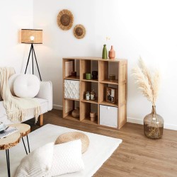 Estante BALI em rattan e com 9 cubos - Carvalho e Rattan