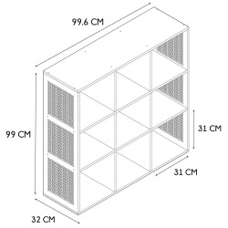 Estante BALI em rattan e com 9 cubos - Carvalho e Rattan