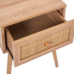 Mesa de cabeceira BALI II - carvalho e rattan