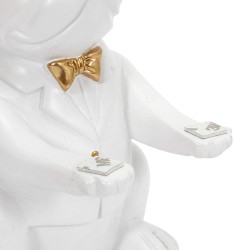 Travessa decorativa BULLDOG - branco e dourado