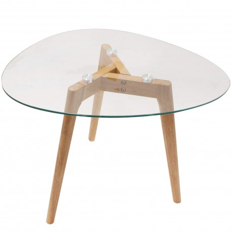 Conjunto de 2 mesas de apoio ELIJAH - carvalho e vidro