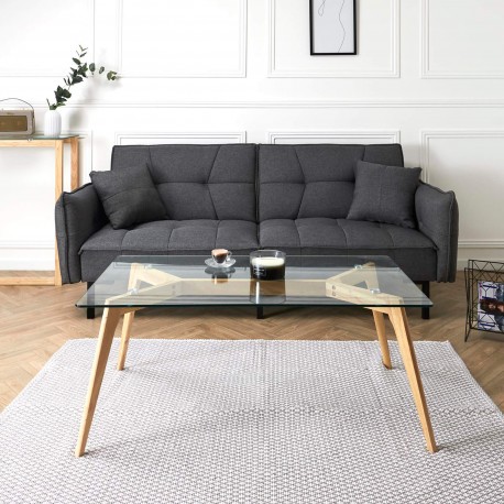 Mesa de centro alta ELIJAH - carvalho e vidro