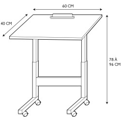 Mesa HONEY ajustável e com rodízios