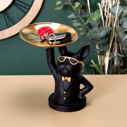 Bandeja decorativa BULLDOG ll - preto e dourado