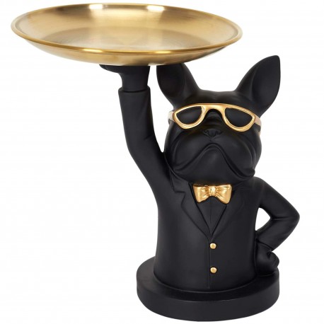 Bandeja decorativa BULLDOG ll - preto e dourado