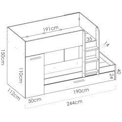 Pack beliche JERRY + Colchões SPRING ROLLER + Colchão KIDROLLER - Packs Single Beds