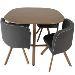 Conjunto mesa + 4 cadeiras SPACY II - cinza escuro e castanho