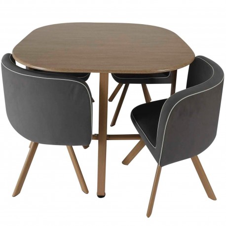 Conjunto mesa de madeira + 4 cadeiras SPACY II - Table and Chair Sets