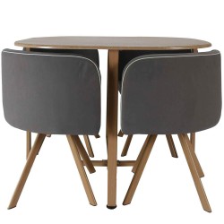 Conjunto mesa + 4 cadeiras SPACY II - cinza escuro e castanho