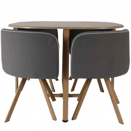 Conjunto mesa + 4 cadeiras SPACY II - cinza escuro e castanho