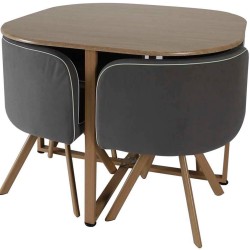 Conjunto mesa + 4 cadeiras SPACY II - cinza escuro e castanho