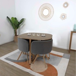 Conjunto mesa + 4 cadeiras SPACY II - cinza escuro e castanho