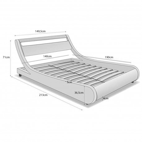 Pack cama de casal PAUL com LED + colchão UNIVERS - Packs Camas de Casal