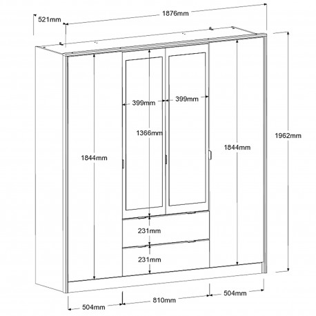 Roupeiro MONTREAL com espelho - Closet with Crash Doors