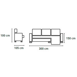 Sofá chaise longue MAGNO com puffs e baú - Sofás com Chaise Longue