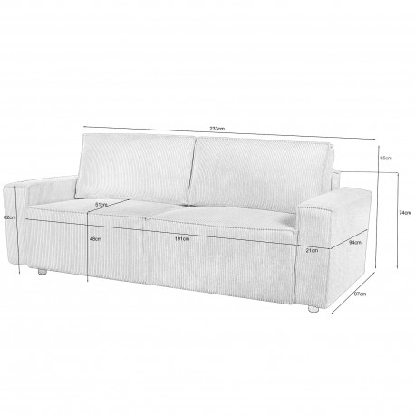 Sofá de 3 lugares EMMY com cama e baú - Sofas Bed