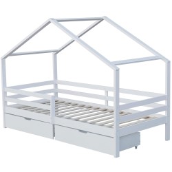 Cama infantil JASMINE com gavetas - branco