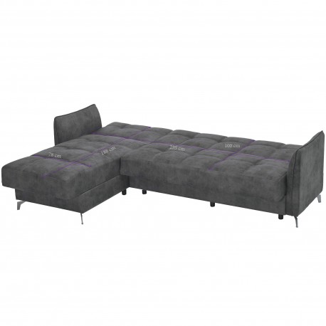 Sofá chaise lounge reversível LIRA com cama e baú - Sofas with Chaise Longue