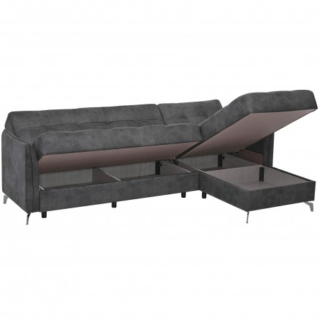 Sofá chaise longue reversível LIRA - cinzento escuro