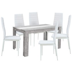 Pack mesa DOMUS + 6 cadeiras ZARA II - betão e branco