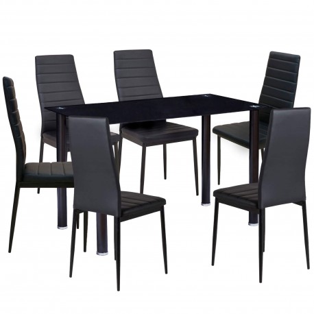 Pack mesa SHADE + 6 cadeiras ZARA II - preto