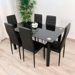 Pack mesa SHADE + 6 cadeiras ZARA II - preto Pack mesa SHADE + 6 cadeiras ZARA II - preto