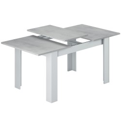 Pack mesa extensível BARCELONA + 4 cadeiras DENVER II - branco e betão