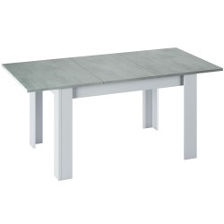 Pack mesa extensível BARCELONA + 4 cadeiras DENVER II - branco e betão